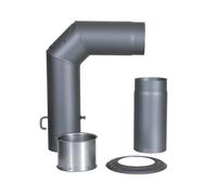 Kamino-Flam Set Tuyau Cheminée Coude Ø env. 150 mm, Tuyau Poêle Coude en Set en Acier Laqué Senotherm Résistant à la Chaleur, Doté par un e Tirage, Testé EN-1856-2, Gris