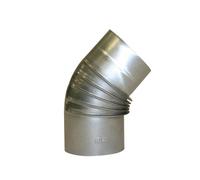 Kamino-Flam Tuyau de Poêle Coude Ø env. 120 mm, Coude de Poêle 45° en Acier Aluminié à Chaud,Testé EN-1856-2, Argenté