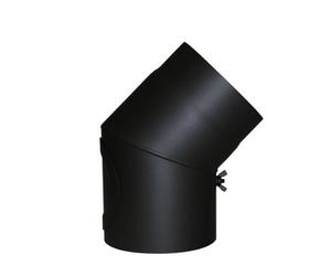 Kamino-Flam Tuyau de Poêle Coude Ø env. 130 mm, Coude de Poêle 45° en Acier Laqué Senotherm Résistant à la Chaleur, Avec Ouverture de Nettoyage Testé EN-1856-2, Noir