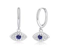 Kamise Boucles d'oreilles pendantes en argent sterling 925 - Plume - Colombe de la paix - Œil du diable - Hypoallergéniques - Avec pierre précieuse en zircone - Style neutre et froid, Argent sterling
