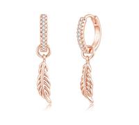 Kamise Boucles d'oreilles pendantes en argent sterling 925 - Plume - Colombe de la paix - Œil du diable - Hypoallergéniques - Avec pierre précieuse en zircone - Style neutre et froid
