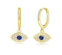 Kamise Boucles d'oreilles pendantes en argent sterling 925 - Plume - Colombe de la paix - Œil du diable - Hypoallergéniques - Avec pierre précieuse en zircone - Style neutre et froid, Argent sterling