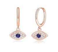 Kamise Boucles d'oreilles pendantes en argent sterling 925 - Plume - Colombe de la paix - Œil du diable - Hypoallergéniques - Avec pierre précieuse en zircone - Style neutre et froid, Argent sterling