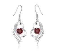 Kamise Ensemble de bijoux en argent, 925 argent sterling en forme de cœur avec chaîne et boucles d'oreilles pendantes avec zircone, collier en forme de cœur de 45 cm et boucles d'oreilles pendantes