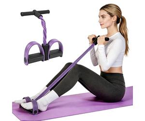 Kammoy Corde de Tension à 6 Tubes, Bande de résistance élastique Multifonction pour pédale, entraînement de Fitness en Latex Naturel, pour abdominaux, Taille, Bras, Jambes étirements (Violet)