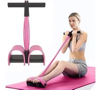 Kammoy Corde de tension à 6 tubes - Multifonction - Élastique - Corde de résistance - En latex naturel - Équipement de fitness - Pour abdominaux, taille, bras, jambes - Rouge