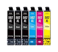 Kamo 502 XL (Pack de 6) Cartouches d'encre Compatibles pour Epson 502 502XL - pour Expression Home XP-5150 XP-5155 XP-5100 XP-5105, Workforce WF-2860 WF-2865 WF-2880 WF-2885 WF-2865DWF