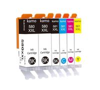 Kamo 580XXL 581XXL Compatible avec Canon CLI-581 PGI-580 XXL Cartouche (Noir Cyan Magenta Jaune, 6-Pack), pour Pixma TR7550 TR8550 TS705 TS6150 TS6151 TS6250 TS6251 TS6350 TS6351 TS8150 TS8151