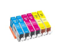 kamo CLI-551XL (Pack de 6) Cartouches d'encre Compatibles pour Canon 551 XL - pour Pixma iP7250, MX925, MG6650, iP8750