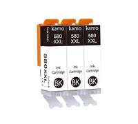 kamo Lot de 3 cartouches d'encre XXL 580 XXL compatibles avec Canon PGI-580XXL, pour Pixma TS705 TS6350 TR8550 TS6150 TS6351 TR7550 TS6250 TS6151 TS6250 TS6251 TS8350