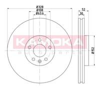KAMOKA 2x Disque Ø328mm Avant Ventilé pour Volvo XC60 D5 AWD D3/D4 103305