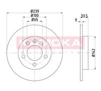 KAMOKA 2x Disque Arrière Ø239mm Plein pour VW Bora 1J2 1.6 1J6 2.0 1J5 1.9