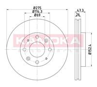 KAMOKA 2X Disque De Frein Avant Ø275 Mm Pour KIA Cerato LD 1.6 2.0 CRDi