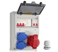 Kamtop Borne de Chantier Étanche IP66 1 Prise CEE + 2 Schuko Pour Usage Intensif Extérieur