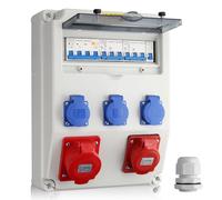 Kamtop Borne Industrielle Étanche IP66 2 Prise CEE + 3 Schuko Grand Boîtier pour Chantier