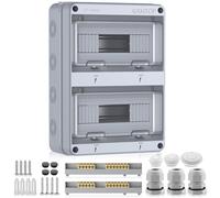 Kamtop Coffret Électrique Étanche IP65 24 Modules - Couvercle Transparent, Rail DIN Préinstallé, ABS Antichoc - Tableau Électrique 2 Rangées Extérieur pour Garage, Jardin, Sous-sol