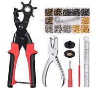 Kamtop Pince Perforatrice Pince à Poinçonner en Cuir Rotative Poinçon 240pcs Rivets en Cuir Rivets à Double Capuchon avec Tige de Meulage pour Cuir L'artisanat,Plastique,Feutre,Caoutchouc