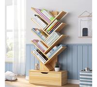 kamulouk BibliothèQue Arbre, ÉTagèRe à 8 Niveaux, Meuble De Rangement sur Pied avec Tiroir, Modernes de Charge Forte de Rangement d'éTagèRes en Bois DéCoration de Salon