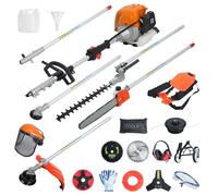 kamulouk Désherbeur multifonction 52 CC à 2 cycles - Désherbeur à gaz - Désherbeur à gaz - Débroussailleuse - Tronçonneuse - Avec rallonge - Orange