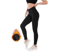 Kamviluer Legging thermique doublé en polaire pour femme - Taille haute - Legging d'hiver noir - Pantalon de yoga chaud pour le sport, la course à pied, la randonnée, la gym, Noir , L-XL