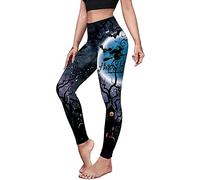 Kamviluer Leggings d'Halloween pour femme - Leggings de course à pied, squelette - Stretch - Pantalon de yoga amusant, E Haunted House, taille unique