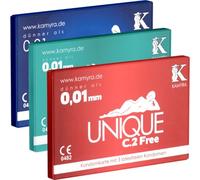 Kamyra Unique sélection : 3x3 Préservatifs sans latex en étui discret (Free, Pull, Smart/Pre-Errection)