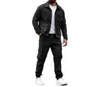 Kan Sui Ensemble veste et pantalon de travail multi-poches pour homme, Noir , 3XL