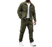 Kan Sui Ensemble veste et pantalon de travail multi-poches pour homme, Vert, 3XL