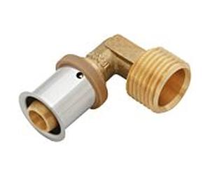 KAN-therm Angle de transition KAN-press 6 en 1 1009070022 25 mm x 2000 AG, 90 °, laiton, avec manchon de presse