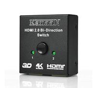 KanaaN Commutateur HDMI 2.0 Bi-Direction 2 à 1 ou 1 à 2 entrées Compatible HDMI 2.0 HDCP 2.2 pour Lecteur DVD ou Blu-Ray, Xbox, Playstation, TV, moniteurs Etc.