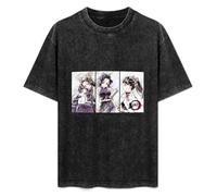 Kanae Kochou Kanao Tsuyuri Shinobu Kochou Summer Casual Tee Short Sleeve Crew Neck Cotton Tops Unisex Washed Vintage T-Shirt Black S