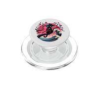 Kanagawa Vintage Funny Chat Ninja Japonais Moon Wave Noir PopSockets PopGrip pour MagSafe