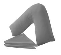KANAK Taie d'oreiller en forme de V - Gris - Polycoton uni - Soutien du dos et du cou - Housse de coussin orthopédique/de grossesse/d'allaitement uniquement - Gris