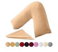 KANAK Taie d'oreiller en forme de V - Polycoton uni - Soutien du dos et du cou - Housse de coussin orthopédique/de grossesse/d'allaitement uniquement - Latte/Moka