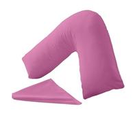 KANAK Taie d'oreiller en forme de V unie en polycoton pour soutien du dos et du cou - Housse de coussin orthopédique/de grossesse/d'allaitement uniquement (fuchsia)