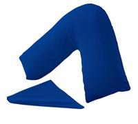 KANAK Taie d'oreiller en forme de V unie en polycoton pour soutien du dos et du cou - Housse de coussin orthopédique/de grossesse/d'allaitement - Bleu roi