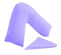 KANAK Taie d'oreiller en forme de V unie en polycoton pour soutien du dos et du cou - Housse de coussin orthopédique/de grossesse/d'allaitement (lilas)