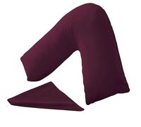 KANAK Taie d'oreiller en forme de V unie en polycoton pour soutien du dos et du cou - Housse de coussin orthopédique/de grossesse/d'allaitement - Prune