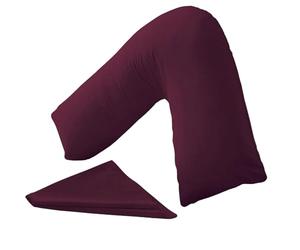 KANAK Taie d'oreiller en forme de V unie en polycoton pour soutien du dos et du cou - Housse de coussin orthopédique/de grossesse/d'allaitement - Prune