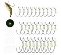 KANAMA Hameçons pour Crevettes Vivantes Lumineux, Hameçons de Pêche Robustes en Acier à Haute Teneur en Carbone, à Ardillon, Anticorrosion Eau Salée, pour Eau Douce et Salée, Tout en Un, 30 Pièces