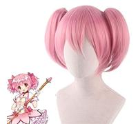 Kaname Madoka Cosplay perruque Puella Magi Madoka Magica rose pince courte queue de cheval fibre résistante à la chaleur perruques de cheveux PL-006