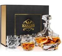 KANARS Carafe et Verres à Whisky, 750 ml Bouteille avec 4x 320 ml Verre à Whiskey pour Scotch, Martini, Whisky, Cognac, Décanter Cristal, Belle Boîte Cadea, Lot de 5 Pièces