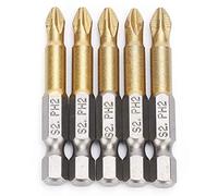KANASI Jeu d'embouts de tournevis, 5 pièces PH2 à tête transversale antidérapante, tige hexagonale de 1/4 pouces 50 mm pour outils électriques et projets de bricolage