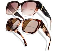 KANASTAL 2 Paires Surlunettes de Soleil Polarisées Femme Homme UV400 Sur Lunettes de Soleil Oversize Carrées Unisexe Tendance pour la Conduite Voyage Rouge Léopard et Marron
