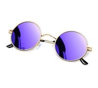 KANASTAL Lunette de Soleil Femme Ronde Lunettes de Soleil Homme Polarisée Violettes Mode Classique Hippie Doré Violet