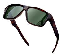 KANASTAL Lunettes de Soleil Homme Femme Polarisées Rectangulaires Sport Enveloppantes Léger UV400 Protection pour Vélo Course Pêche - Monture Mat Léopard Lentilles Vert Foncé