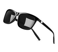 KANASTAL Lunettes de Soleil Homme Polarisées Classique Lunette de Soleil Noir Femme Rectangulair Mode 100% Protection UV400 Al-Mg Branche