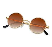 KANASTAL Lunettes de Soleil Ronde Homme et Femme Vintage Lunettes Dégradé Marron Hippie Steampunk Rétro Classique UV400