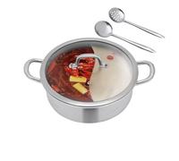 KANBCNG Casserole avec cuillère/cuillère à lécher, casserole à 2 compartiments - Poêle divisée avec couvercle en verre et séparateur pour restaurants, ménages - 30 cm - Diamètre intérieur : 29 x 9,5