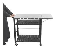 KANBCNG Chariot de barbecue, table de barbecue à 4 étages avec 4 roues universelles, capacité de charge de 90 kg sur une plaque, capacité de charge de 22 kg sur la barre de suspension, convient pour